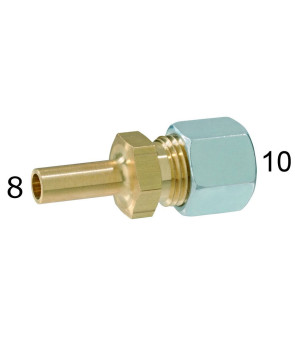 Raccordo tubi acciaio Ø 10 mm codolo liscio Ø 8 x valvola