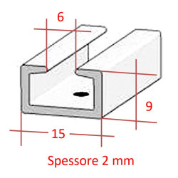 Binario in plastica ad U tenda Mansarda - 2,5 Mt 2