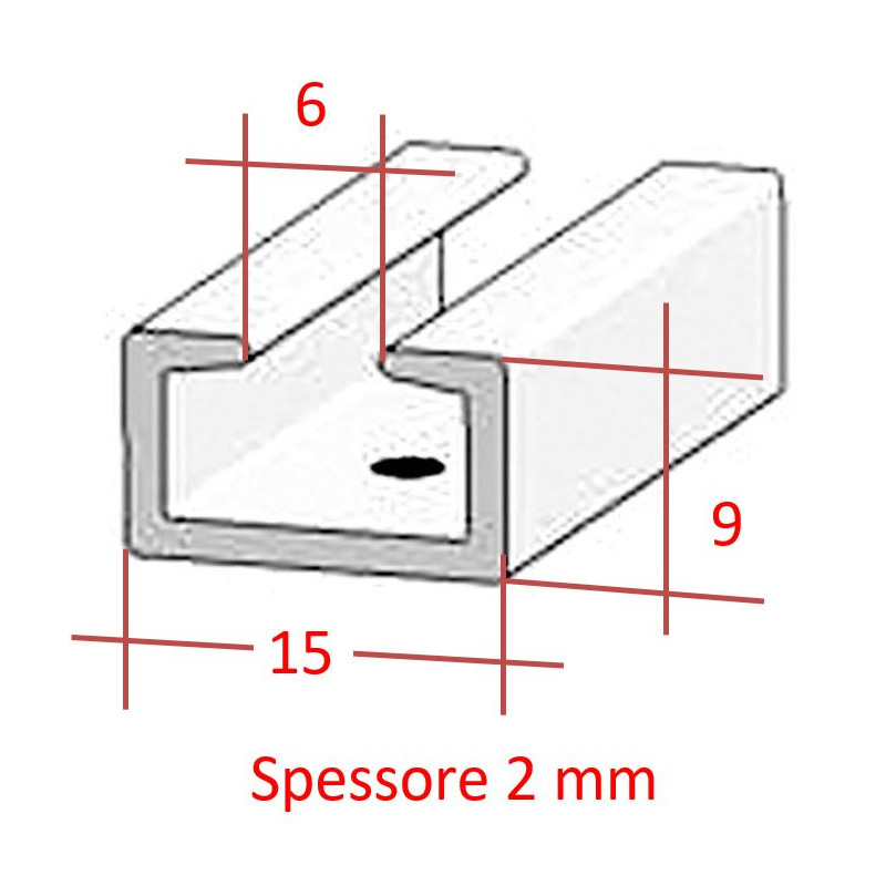 Binario in plastica ad U tenda Mansarda - 2,5 Mt