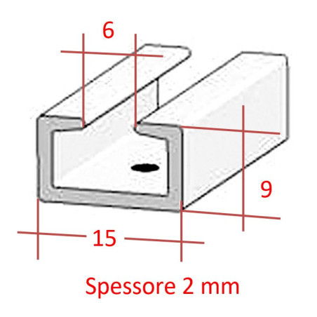 Binario in plastica ad U tenda Mansarda - 2,5 Mt