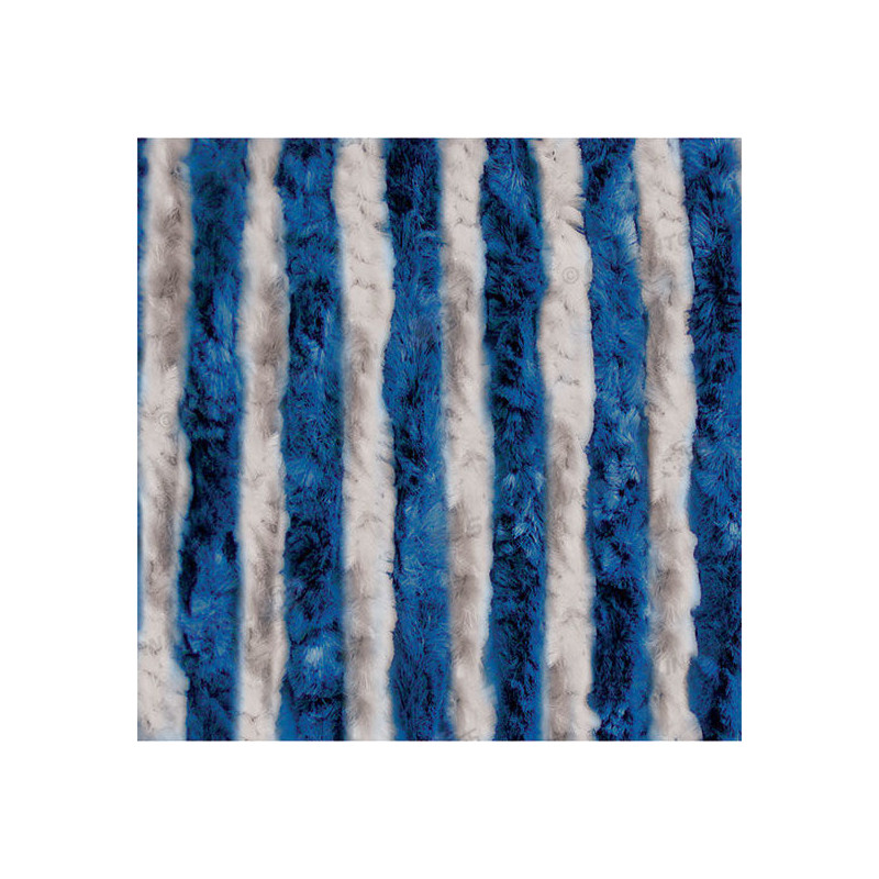 Rideau chenille blanc / bleu 56x200