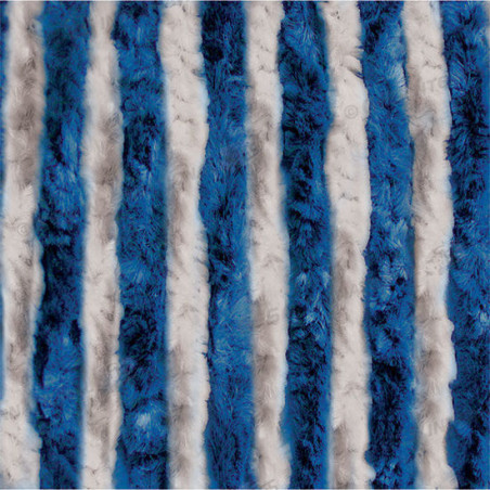 Rideau chenille blanc / bleu 56x200