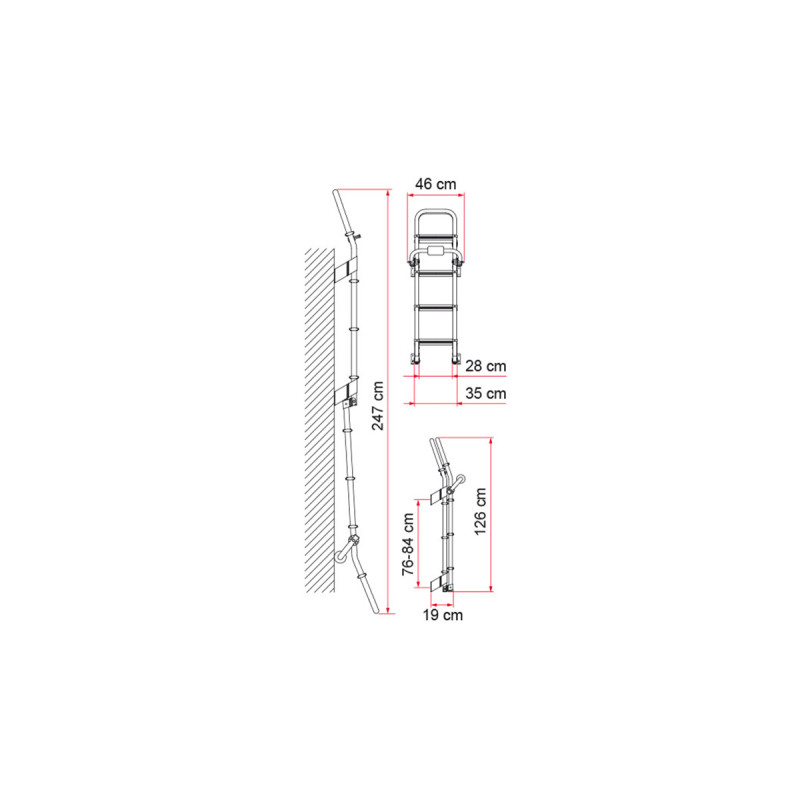 East Ladder DELUXE 8 RED Fold Flame 8 steps