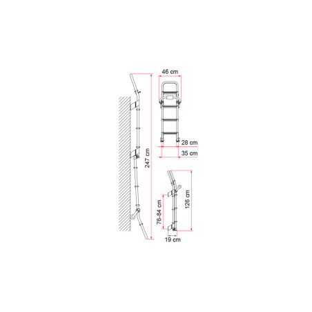 East Ladder DELUXE 8 ROT Fold Flame 8 Stufen