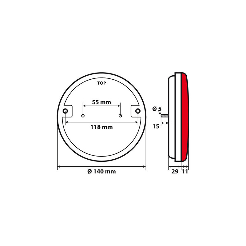 PILOTO TRASERO REDONDO 12/24V LED 3 FUNCIONES