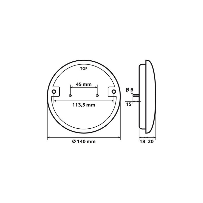 FARO RETROMARCIA ROTONDO 14 LED 12/24V Ø 140 mm