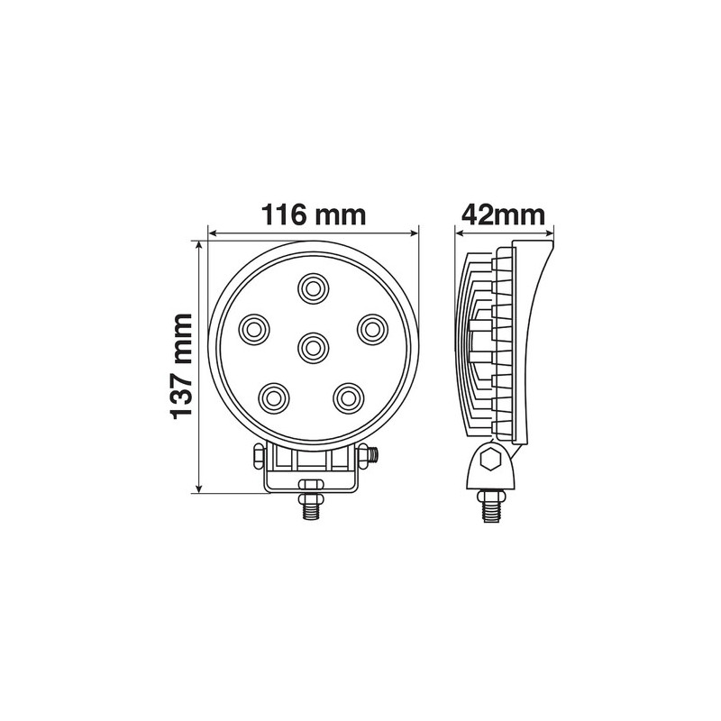 Feu auxiliaire à 6 Led - 10-30V - Blanc