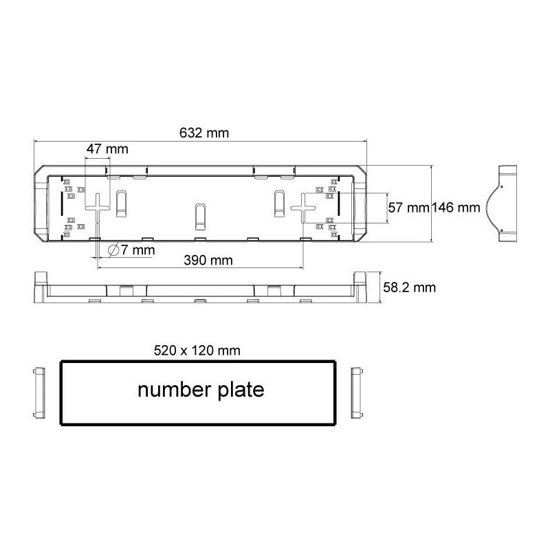 IP67 Kennzeichenhalter mit 12/24V LED-Licht,...