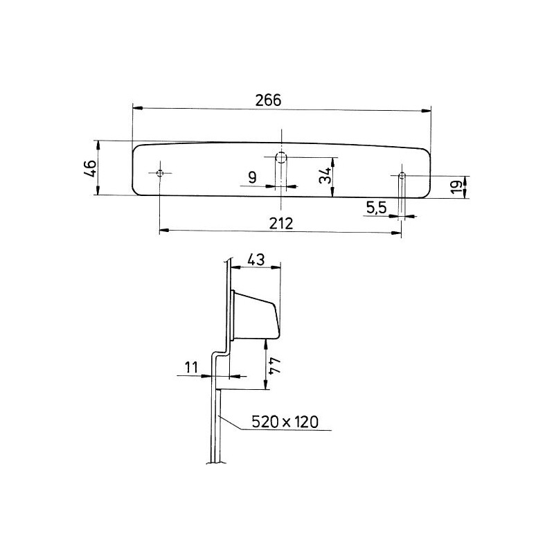 Cantilevered silver plate light 266x46x43 JOKON...