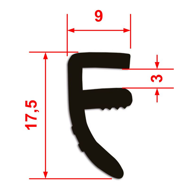 5 mt Guarnizione nera 705F - 17,5x9