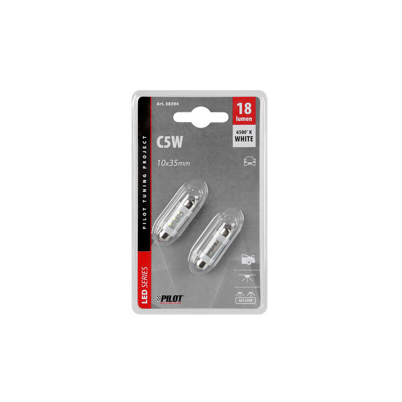 COPPIA LAMPADE SILURO 10x36 MM 3LED BIANCO