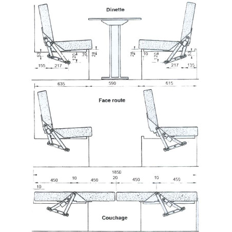 Kit 2 pcs. 3-position flap for benches