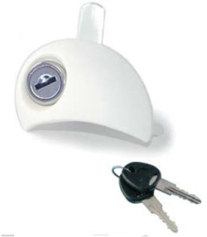 FLAP-LOCK MOON FAP DX white lock with New System cylinder and keys