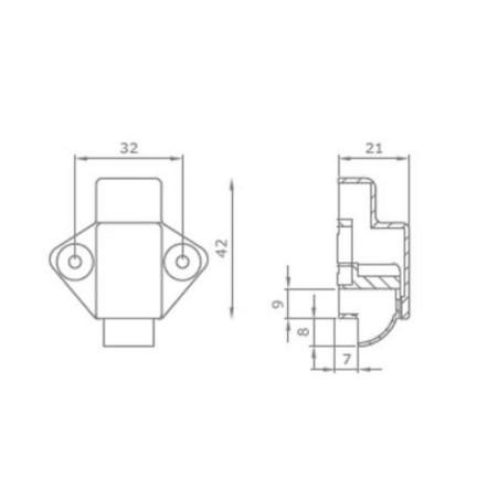 Latch AS194 for handle on wall units 32 mm pitch H 29