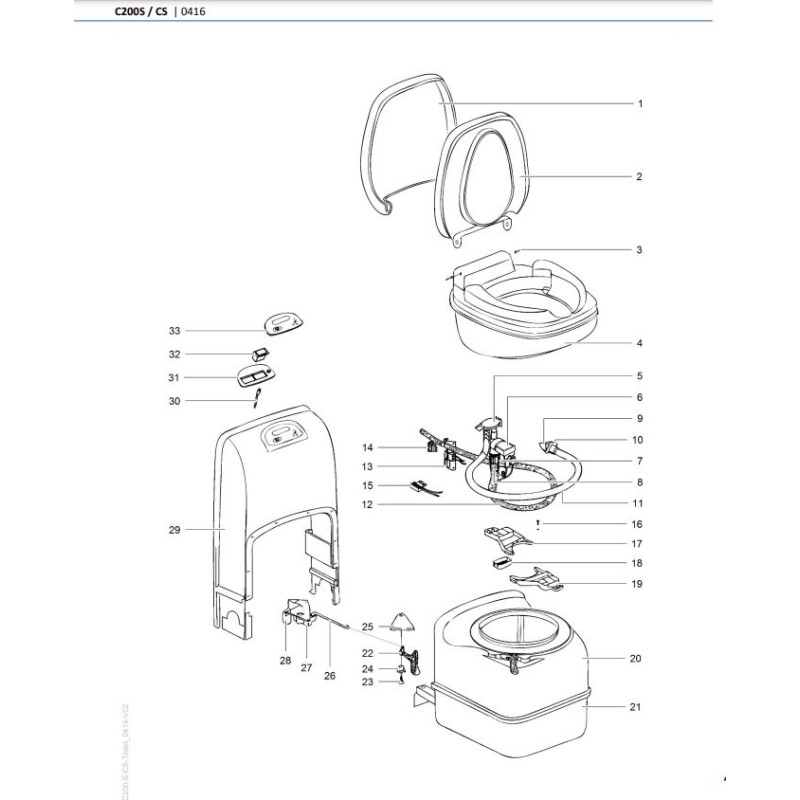 Guillotine lever c200 THETFORD cassette - 2371374