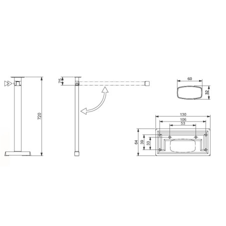 STAR 4 - LIPPERT T-Fuß-Klappbein 60x32 mm H720