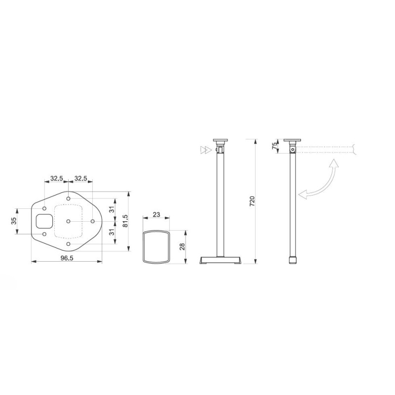 ASTRO 2 LEG klappbarer T-Fuß LIPPERT H720