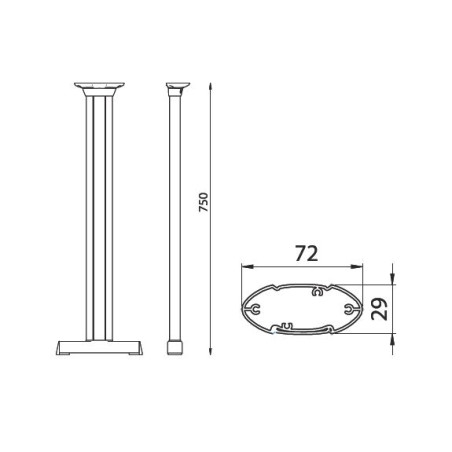 MOON 2 - GAMBA con piede a T LIPPERT H750