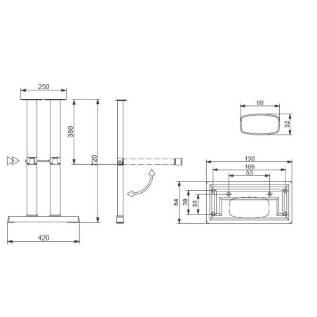 STAR 2 - Doppelt klappbarer LEG LIPPERT T-Fuß 60x32 mm H720