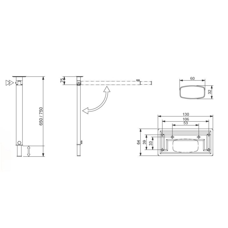 STAR 5 - folding LEG + telescopic LIPPERT 60x32...