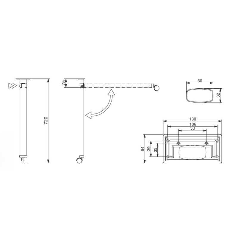 STAR 9 - PATA plegable + rueda LIPPERT 60x32 mm...