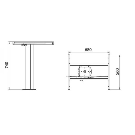 TABLE SUPPORT 2 DIRECTION PLANET LIPPERT H740 mm