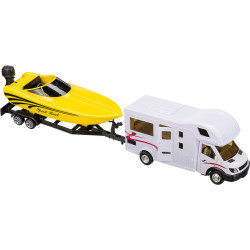 Camping-car avec maquette de bateau longueur 34 cm