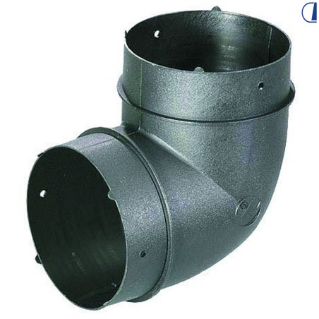 90-Grad-Kurve Heißluft x Rohrdurchmesser 65 mm schwarze Farbe