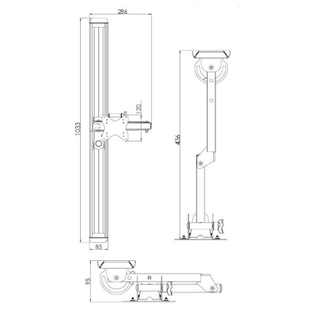 LCD-Tür mit Arm am Gleitprofil 12483 / 210C / 10/000 dreifach verstellbar