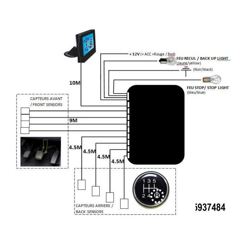 Radar de estacionamiento con cable con 8 sensores