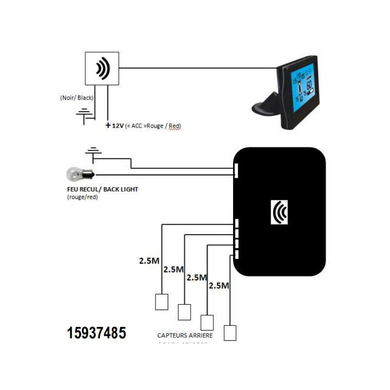 VECHLINE Radar Parcheggio Wi-Fi Con 4 Sensori