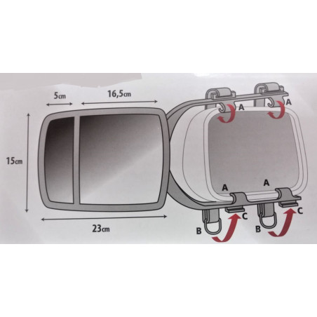 Rétroviseur supplémentaire à double lentille LAMPA pour le remorquage de caravanes/remorques