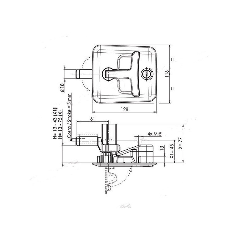 Serrure à compression ZADI avec cylindre et clés