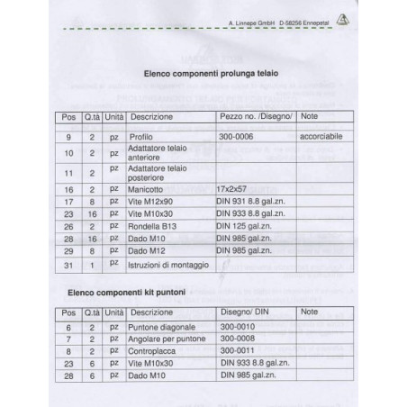 Prolunghe Telaio FORD TRANSIT 3 FORI RUOTA SINGOLA