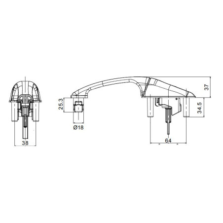Poignée de verrouillage noire ZADI G18A124 Basic M1, remplacement sans clés