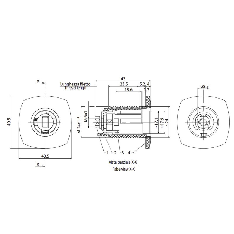 ZADI 1047 Black tailgate lock 47x47 with keys