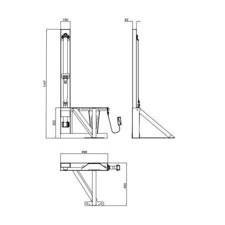 Single 3-point RH belts anchoring structure with belt