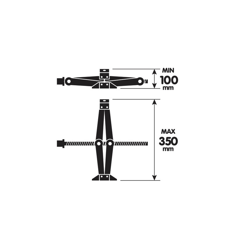 Pantograph jack with 1000 kg ratchet
