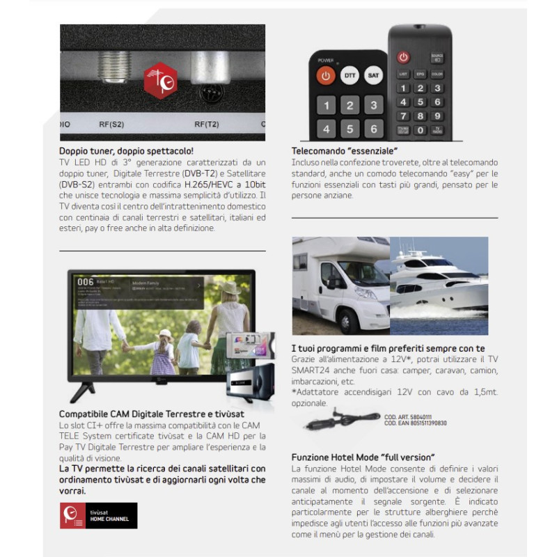 TV PALCO LED 19" TeleSystem Senza DVD 12V