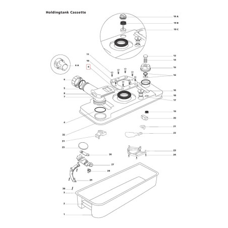 Valve Thetford pour cassette C2 / C3 / C4 / C200 - 2372274