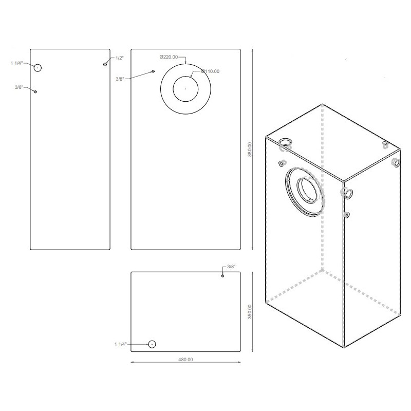 Tank 148 Liter 48 * 88 * 35 cm