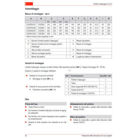 Pieds de support AL-KO ClickFix, manivelle manuelle