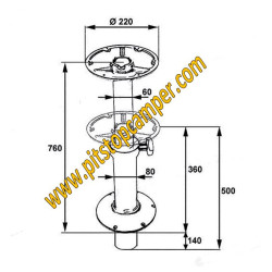 Gamba tavolo NAUTICA regolabile da 760 a 360 mm 2