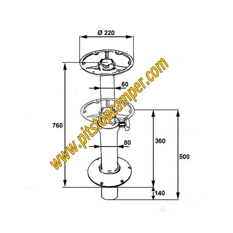Pata de mesa NAUTICAL regulable 760/360 mm