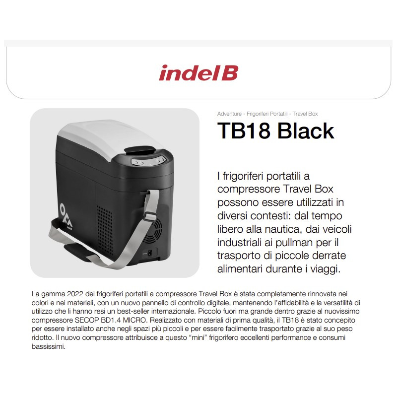 PORTABLE REFRIGERATOR TB18 18L 12 / 24V INDELB...