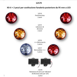 Kit de recambio para 6 pilotos traseros LED 12-24V Ø95 mm