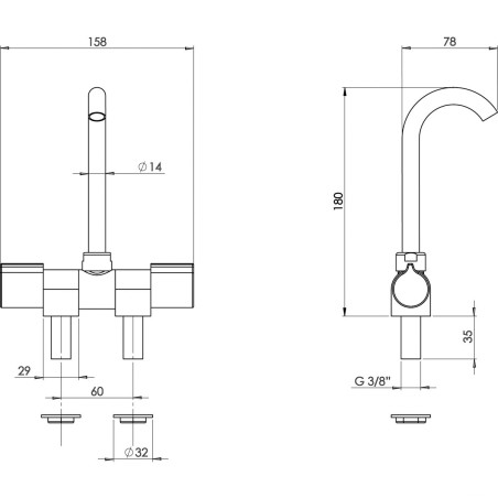 Messing-Armaturengruppe ELKA LUKE chrom c.abatt.