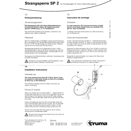 Fermeture du flux d'air avec commande TRUMA 40121-02