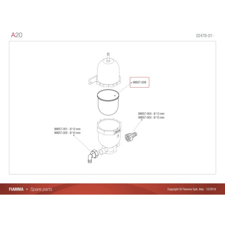 Ricambio Kit membrana vaso esp. A20 FIAMMA - 98657-008