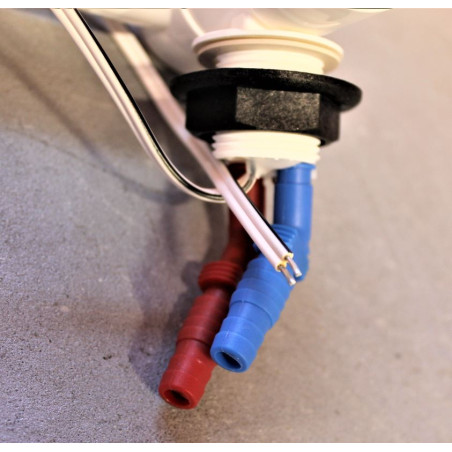 Grifo mezclador COMET LONDON blanco con microinterruptor, conexiones PG, orificio de 22 mm